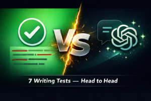Grammarly vs ChatGPT comparison banner