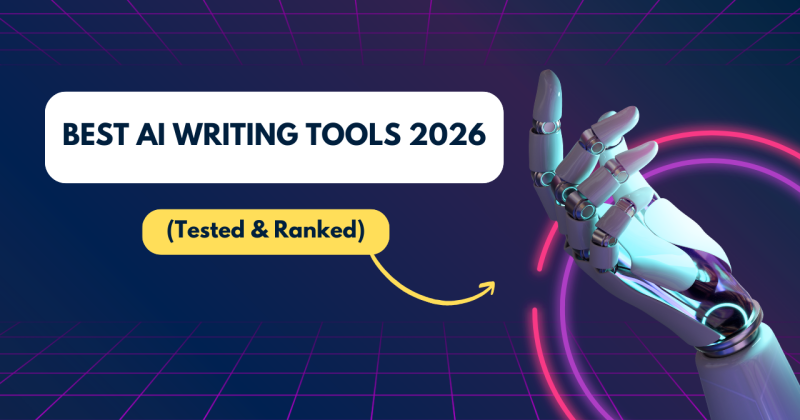 Best AI Writing Tools comparison table showing top 12 tools ranked